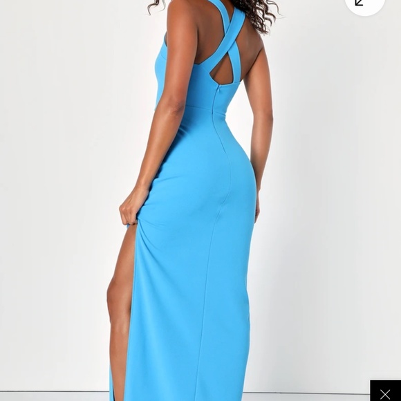 Lulus Glamorous Dedication Blue Sleeveless Column Maxi Dress - Size M - Picture 5 of 5